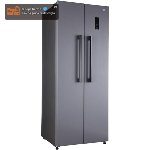 Geladeira Refrigerador HQ Frost Free Side By Side 460 Litros Cinza HQ-460SBSFF (220V)