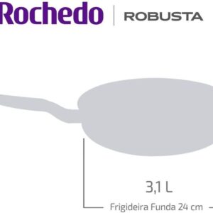 Frigideira Funda Rochedo Robusta Grafite 24cm com Antiaderente Resist 3X, Reforçado com Partículas Minerais, Alta Espessura, Base Limpa Fácil e Thermo-Sinal - Imagem 10