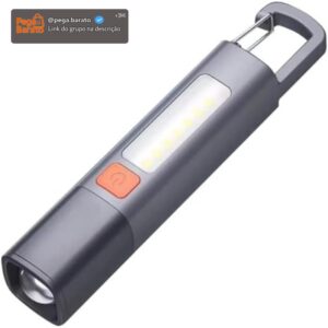 Lanterna LED Recarregável USB para Pesca Trilha Camping Caminhada | Portátil, Compacta, Com Led Duplo, Gancho para Pendurar, Iluminação Potente - Imagem 1