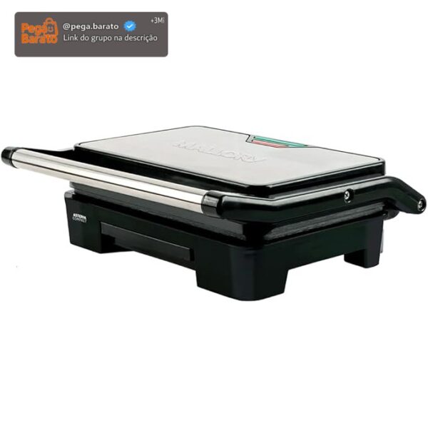 Grill Asteria Compact Mallory Grill Multifunção, 220V | Luzes Indicadoras de Funcionamento, Alça com Toque-Frio, Trava de Segurança