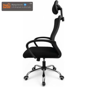 Cadeira de Escritório Ergonômica Ajustável com Apoio de Cabeça (Preto) - Imagem 1