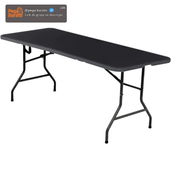 Mesa Dobrável Para Churrasco Maxchief 1,80 Mts C/alça Preto