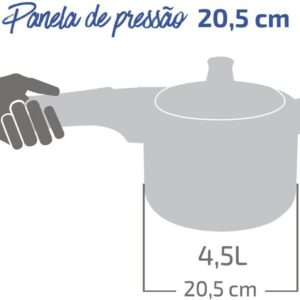 Panela de Pressão Rochedo Turbo, 4,5L de capacidade | Polida, com Fechamento Interno - Imagem 3