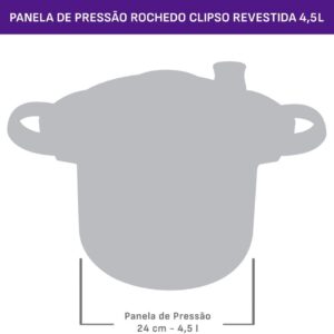 Panela de Pressão Rochedo Clipso 4,5L de Capacidade | Revestida, Vermelha, com Fechamento Externo - Imagem 3