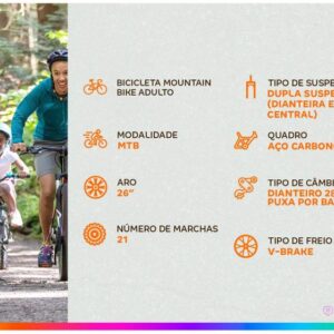 Bicicleta Aro 26 Colli GPS 21 Marchas Freio V-Brake Quadro Aço Carbono - Imagem 3