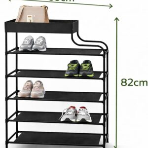 Sapateira Organizadora 6 Prateleiras com Bandeja Superior | Porta Sapatos Vertical Multiuso | Estrutura Metálica Resistente | Ideal para Closet, Quarto e Entrada - Imagem 3