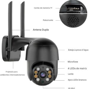 Câmera Segurança Monitoramento IP Speed Dome Full HD 1080p Wi-Fi IP67 Externa Visão Noturna Cor Yoosee Zoom Digital - Imagem 9