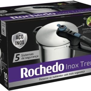 Panela de Pressão Rochedo Inox 6 litros | Trendy, Fechamento Externo, Com Cesta de Vapor - Imagem 13