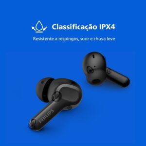 Fone de Ouvido Sem Fio TWS PHILIPS TAT1109BK/00 Bluetooth | Com Microfone, Até 24 horas de bateria, Preto - Imagem 4