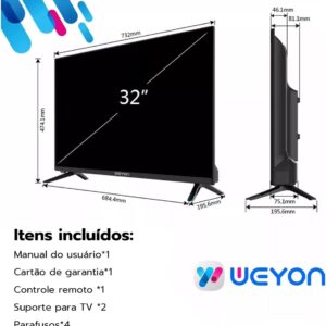 Smart Tv 32'' Led Hd Wi-fi Weyon Tv 60hz 32wdsnbx 100/240v Android 14 - Imagem 8