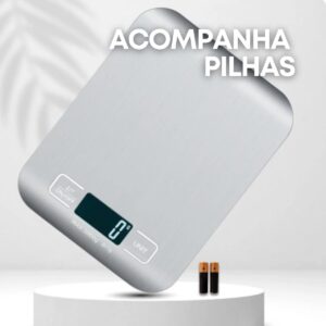 Balança de Cozinha Inox Digital para Alimentos Dieta Fitness Alta Precisão Resistente a Água Com Base Antiderrapante e Visor de Alta Definição Pesagem de 1g até 10kg Premium - Imagem 8