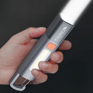 Lanterna LED Recarregável USB para Pesca Trilha Camping Caminhada | Portátil, Compacta, Com Led Duplo, Gancho para Pendurar, Iluminação Potente - Imagem 2