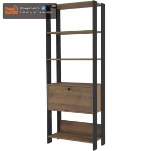 Estante Organizadora com porta basculante MATCH cor Pinho/Preto - Artely - Imagem 1