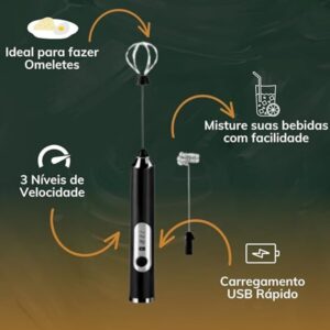 Misturador Bebidas Ovos Mini Mixer Fuê Forte Portátil Elétrico Recarregável - Imagem 6