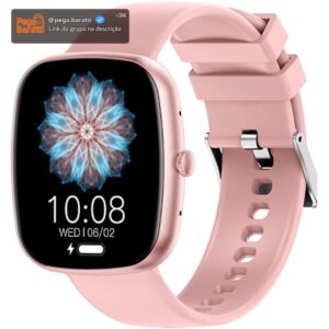 Smartwatch HZ-139 1.83", Rosa | com Chamadas Bluetooth, Notificações, Esportes, Tela Full Touch, à Prova d'Água, Android e iOS - Imagem 1