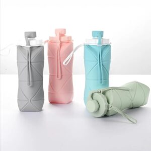Garrafa Dobrável Silicone 600ml - Retrátil, Compacta, Reutilizável - Para Academia Viagem Esportes - Suporta Bebidas Quentes e Frias - Shop100 (Azul) - Imagem 5