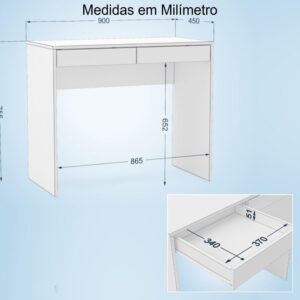 Escrivaninha Politorno Tijuca, Branco | com 2 Gavetas - Imagem 3