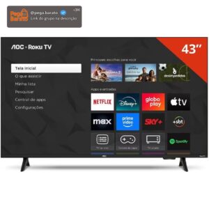 AOC Smart TV 43 Polegadas Full HD LED Roku TV 43S5155/78G, Wi-Fi, Dolby Audio, 3 HDMI, USB, Controle Remoto - Imagem 1