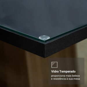 Conjunto Sala de Jantar Mesa Tampo de Vidro 4 Cadeiras Rustic/preto/oxford Zion Madesa - Imagem 8