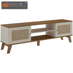 Rack para Tv ate 75" com 2 portas CHARLOTTE cor Pinho/Off White - Artely - Imagem 1