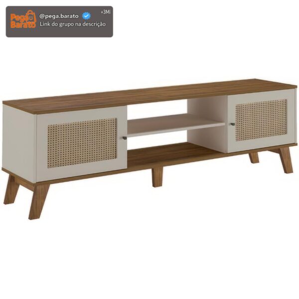 Rack para Tv ate 75" com 2 portas CHARLOTTE cor Pinho/Off White - Artely