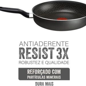 Frigideira Funda Rochedo Robusta Grafite 24cm com Antiaderente Resist 3X, Reforçado com Partículas Minerais, Alta Espessura, Base Limpa Fácil e Thermo-Sinal - Imagem 3