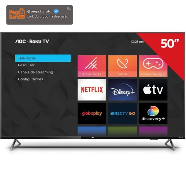 Smart TV 50" Aoc Roku 4K Série 6125-50U6125/78G