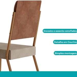Conjunto Sala de Jantar 4 Cadeiras Charlotte Carraro Nogal - Imagem 9