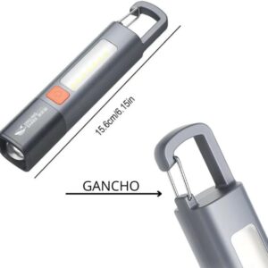 Lanterna LED Recarregável USB para Pesca Trilha Camping Caminhada | Portátil, Compacta, Com Led Duplo, Gancho para Pendurar, Iluminação Potente - Imagem 7