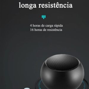 Caixa de Som Bolinha Bluetooth Super Potente Mini, sem fio, Tws Mini Speaker Amplificada (PRETO) - Imagem 5