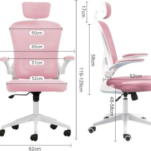 Cadeira de escritório ergonômica com estofado de mesh (Rosa) - Imagem 2