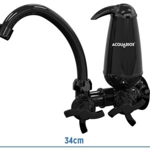 FILTRO AQUABIOS ACQUA E05 COM TORNEIRA QUADRISETA BICA MOVEL 1/4 DE VOLTA PRETA PARA PAREDE - Imagem 3