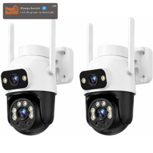 Kit 2 Câmeras De Segurança Sem Fio Wi-fi Externa Interna HD 3MP Lente Dupla Giratória Smart IP66 Prova D'água Visão Noturna Infravermelho Chamada de Voz Bidirecional Linha Premium GT (2, Cameras) - Imagem 1