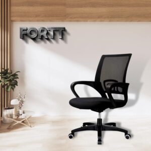 Cadeira de Escritório Secretária Base Preta com Rodinha Fortt Porto Preta - CSF01-P - Imagem 2