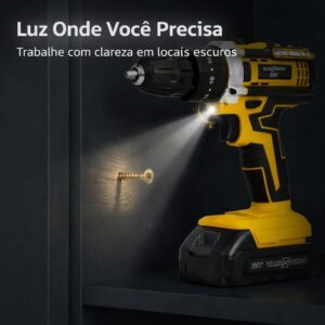 Furadeira e Parafusadeira de Impacto Sem Fio 21V com LED, 3 Funções, Torque Ajustável, 32 Acessórios e Maleta - Imagem 3