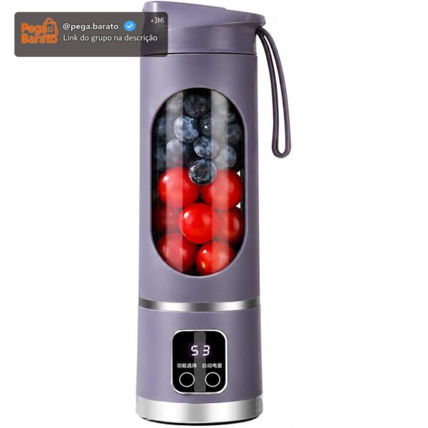 Mini Liquidificador Portátil Recarregável USB com Display Digital – Mixer de Frutas e Shake – Bateria Longa Duração, Compacto e Potente