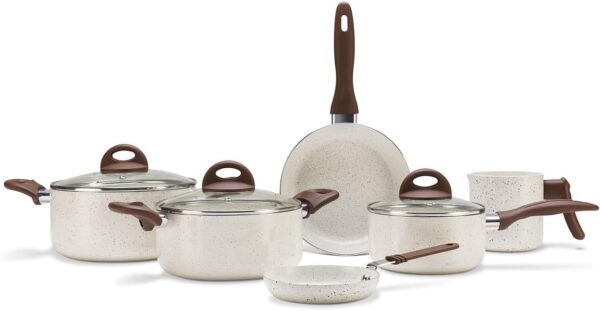 Jogo de Panelas Brinox Ceramic Life 6 Peças | Antiaderente, Smart Plus, Vanilla