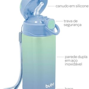 Copo Térmico Buba Parede Dupla, Azul | Com Canudo - Imagem 7