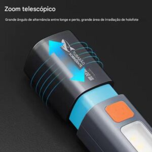 Lanterna LED Recarregável USB para Pesca Trilha Camping Caminhada | Portátil, Compacta, Com Led Duplo, Gancho para Pendurar, Iluminação Potente - Imagem 4