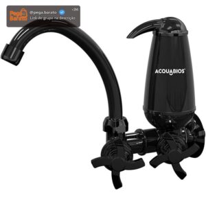 FILTRO AQUABIOS ACQUA E05 COM TORNEIRA QUADRISETA BICA MOVEL 1/4 DE VOLTA PRETA PARA PAREDE - Imagem 1