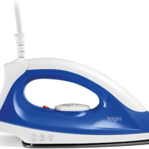 Ferro de Passar a Seco Elgin Iron Force 220V | Super Leve, Branco e Azul, Base Antiaderente - Imagem 1
