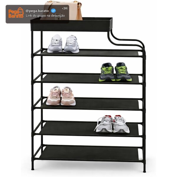 Sapateira Organizadora 6 Prateleiras com Bandeja Superior | Porta Sapatos Vertical Multiuso | Estrutura Metálica Resistente | Ideal para Closet, Quarto e Entrada