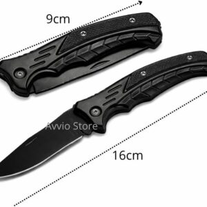 Canivete Tático Retrátil Dobrável Portátil Faca Clip de Bolso Camping Pesca Caça Aço Carbono Preto 16cm Lâmina Afiada Cabo Texturizado Alta Resistência Presente Homens Premium - Imagem 2