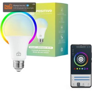 Smart Lâmpada Wi-Fi Positivo Casa Inteligente, Iluminação Branca (Quente e Fria) e RGB (Até 16 Milhões de Cores), 9W, 806 Lúmens, LED, Bivolt, Compatível com Alexa e Google Assistente - Imagem 1