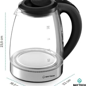 Chaleira Elétrica de Vidro 2 Litros 127/ 220V com Base Giratória 360° e Aquecimento Rápido 1000W (127V) - Imagem 2