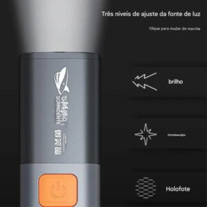 Lanterna LED Recarregável USB para Pesca Trilha Camping Caminhada | Portátil, Compacta, Com Led Duplo, Gancho para Pendurar, Iluminação Potente - Imagem 5