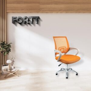 Cadeira de Escritório Secretária Base Cromada com Rodinha Fortt Lisboa Laranja - CSF02-LJ - Imagem 2
