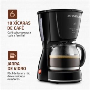 Cafeteira Elétrica Mondial Dolce Arome Black C-30-18X-FB 18 Cafés Preta - Imagem 2