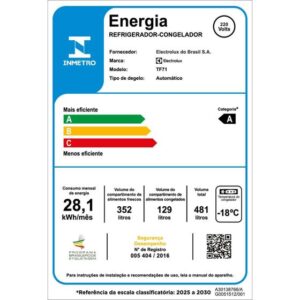 Geladeira/Refrigerador Electrolux Frost Free Duplex Branco 481L Efficient - Imagem 3