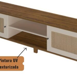 Rack para Tv ate 75" com 2 portas CHARLOTTE cor Pinho/Off White - Artely - Imagem 5